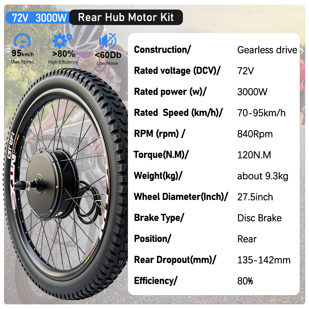 Комплект для переоборудования  – обзор и цена 72V 5000W Hub Motor Kit